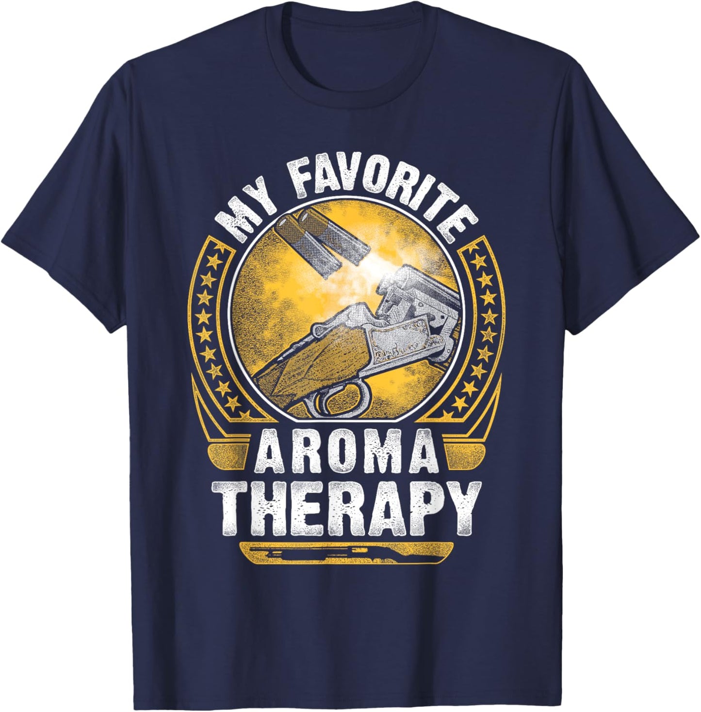 Funny Duck Hunting Top My Favorite Aromatherapy is Gun Smoke T-Shirt - T-Shirt | Navy