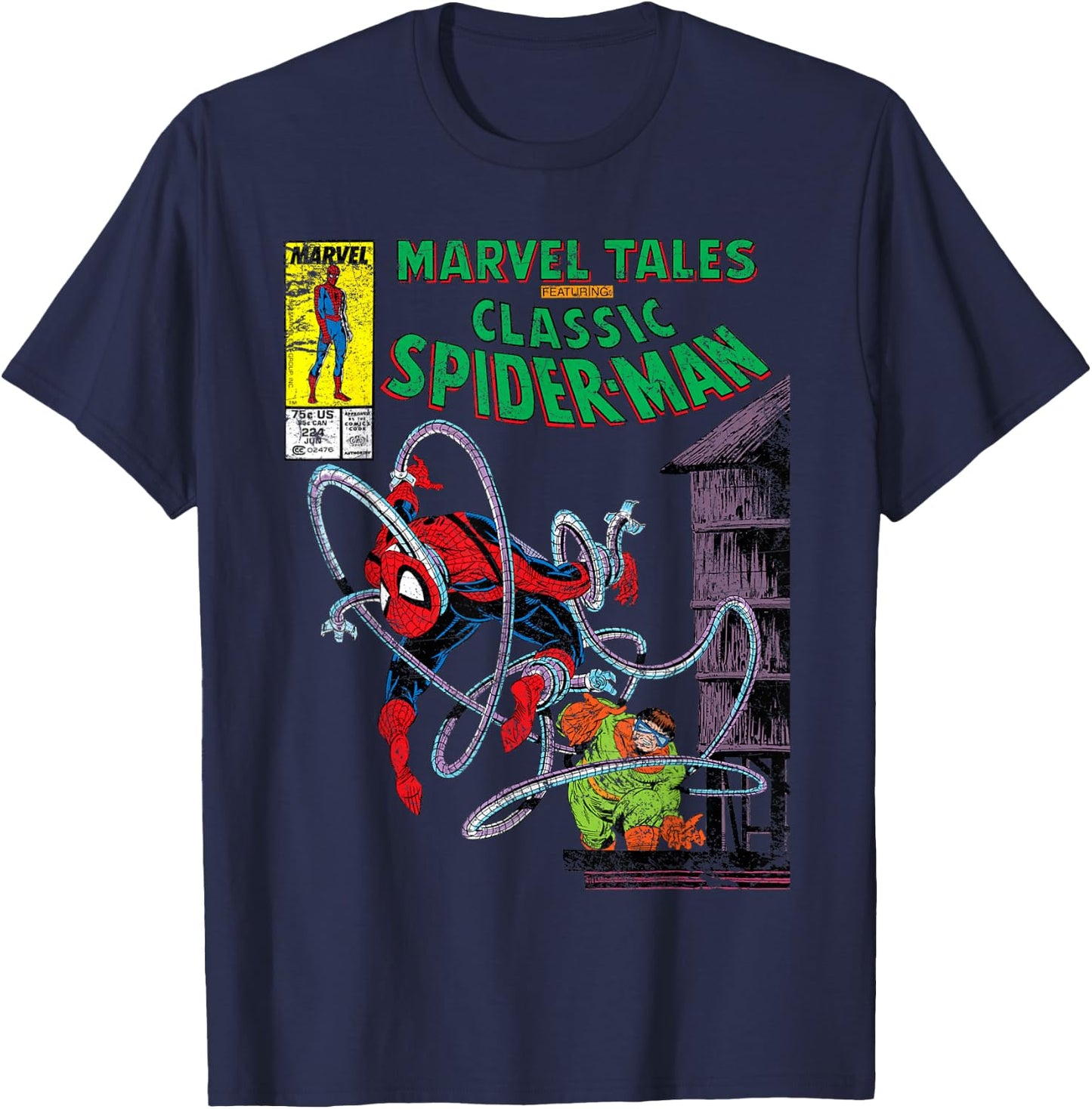 Marvel Spider-Man vs. Doctor Octopus Retro Comic T-Shirt - T-Shirt | Navy