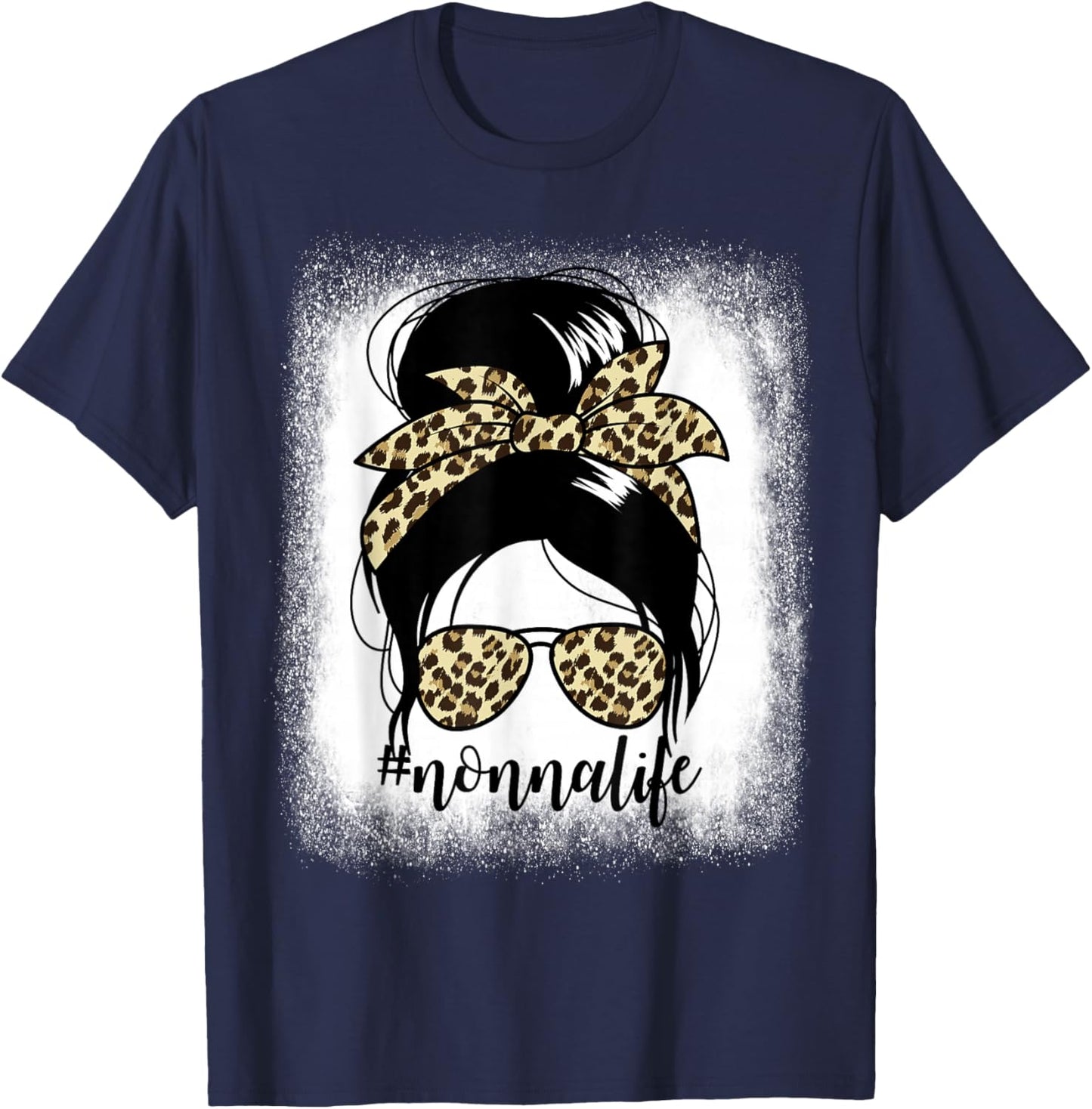 Nonnalife Messy Bun Mother's Day Grandma Nonna T-Shirt - T-Shirt | Navy