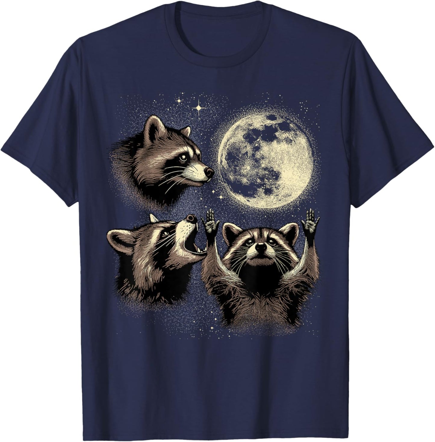 Tree Raccoon Moon Shirt Raccoon Howling At Moon Trash Panda T-Shirt - T-Shirt | Navy