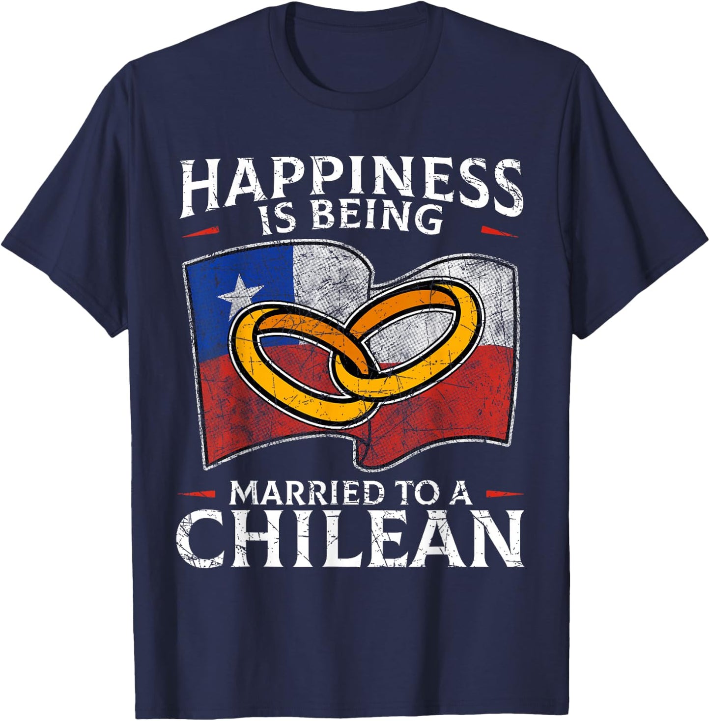 Chilean Marriage Chile Married Flag Wedded Culture T-Shirt - T-Shirt | Navy