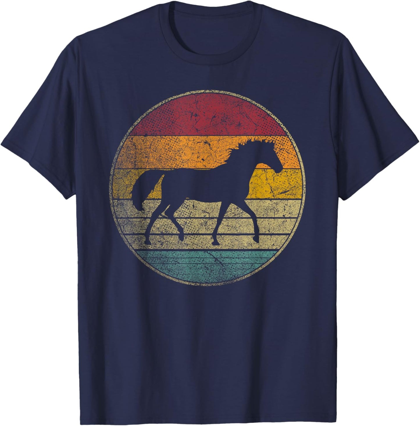 Horse Riding Love Equestrian Girl Vintage Distressed Retro T-Shirt - T-Shirt | Navy