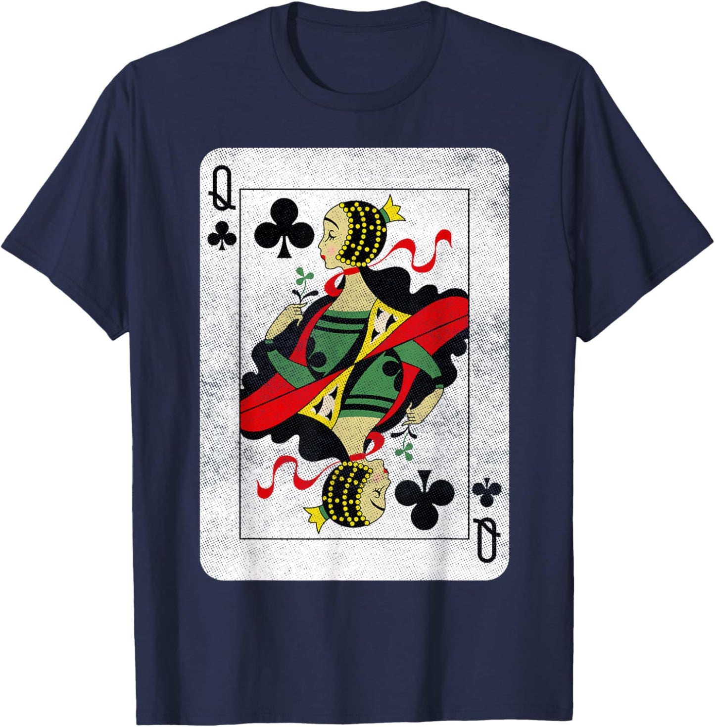 Queen of Clubs Playing Cards Halloween Party Costume Vintage T-Shirt - T-Shirt | Navy
