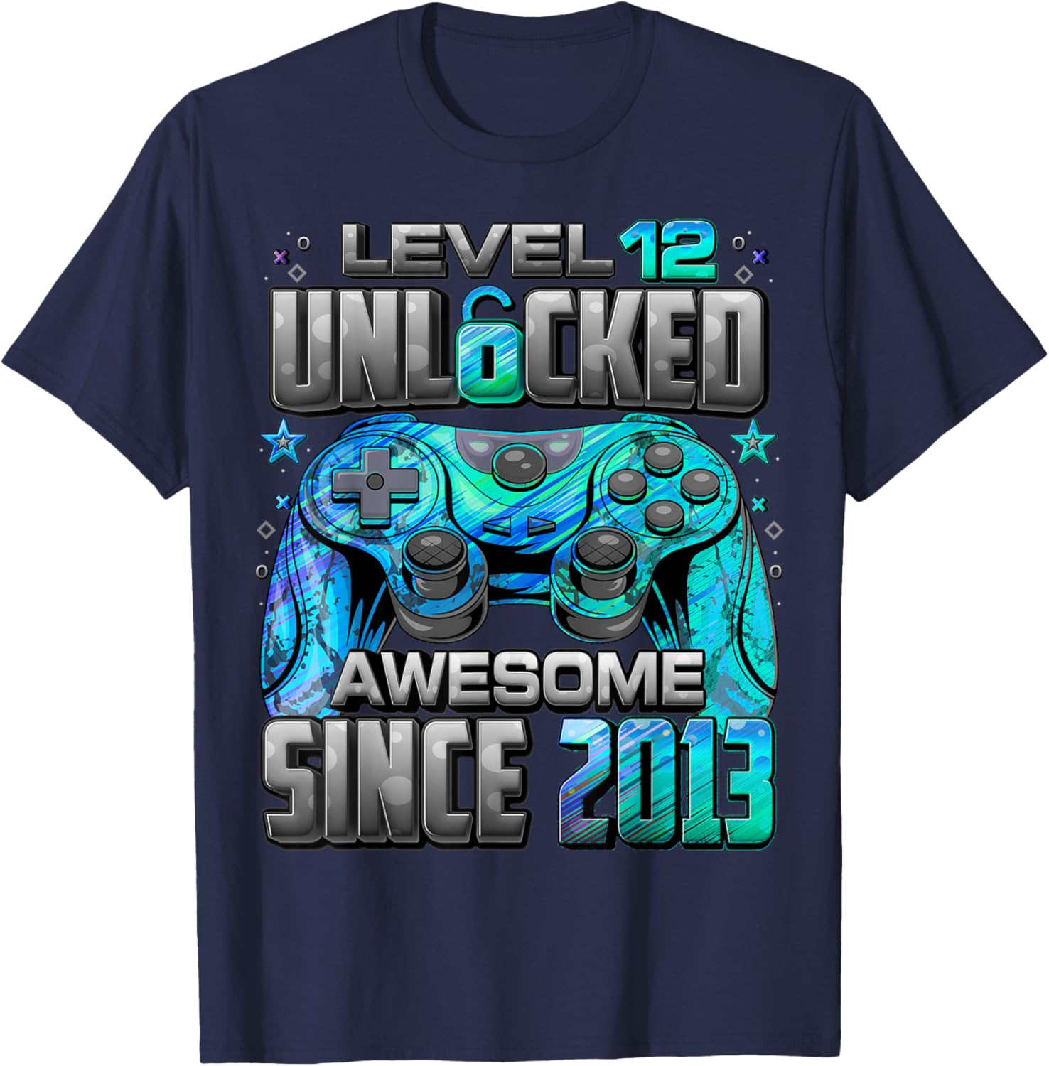 Level 12 Unlocked Awesome Since 2013 12th Birthday Gaming T-Shirt - T-Shirt | Navy