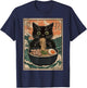 Cat Ramen Japanese Art Great Wave Kanagawa Funny Graphic T-Shirt - T-Shirt | Navy