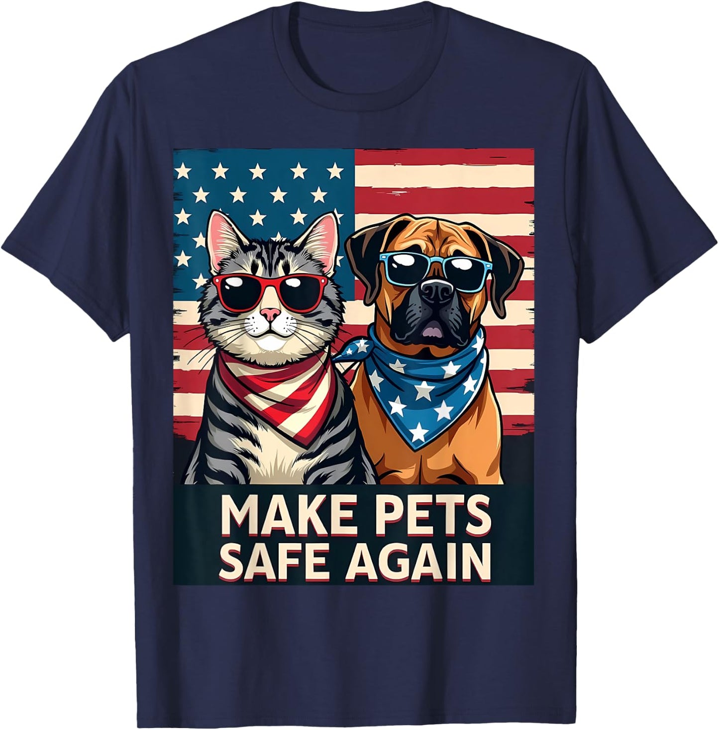 Save Cats Dogs Make Pets Safe Again T-Shirt - T-Shirt | Navy