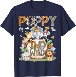 Poppy Of The Two Wild 2Nd Birthday Animal Safari Tribal T-Shirt - T-Shirt | Navy