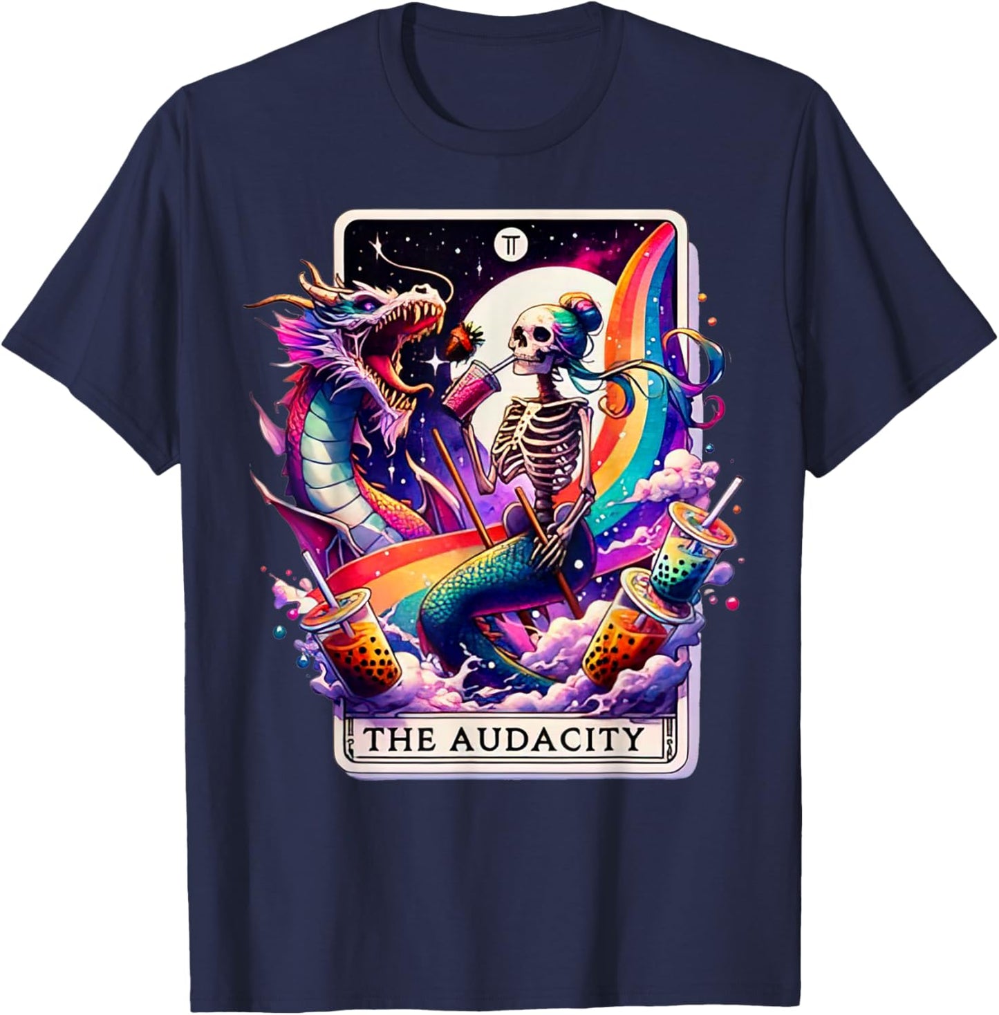 The Audacity Tarot Mermaid Dragon T-Shirt - T-Shirt | Navy