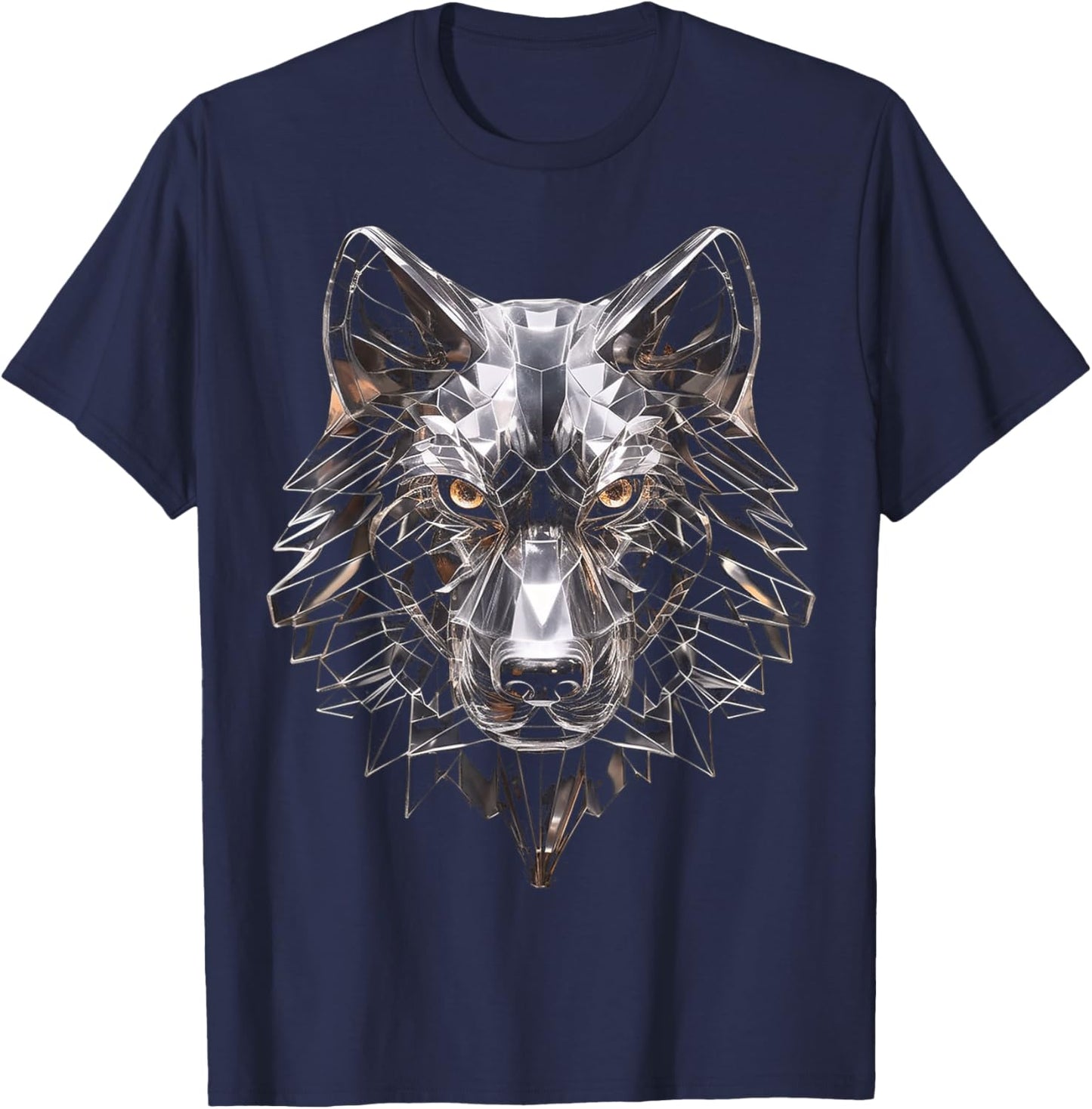 Wolf Glass Art Polygon Animal Abstract Graphic Wolf T-Shirt - T-Shirt | Navy