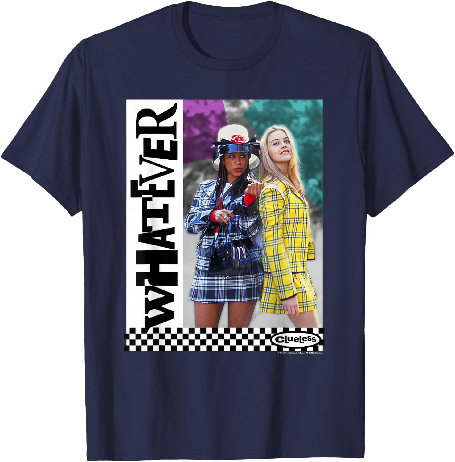 Clueless Whatever Checker T-Shirt - T-Shirt | Navy