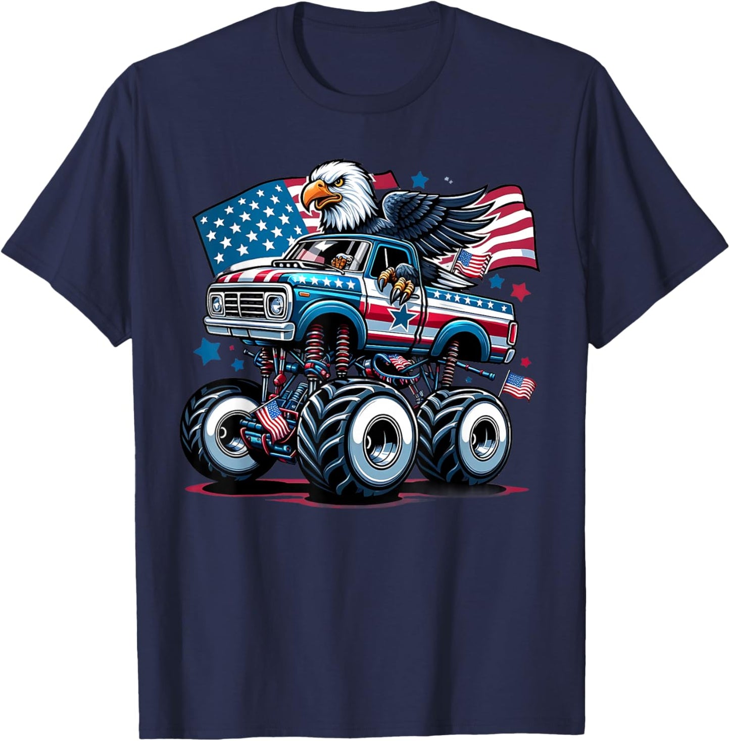 4th of July Shirts Boys American Flag USA Shirt Kids Eagle T-Shirt - T-Shirt | Navy
