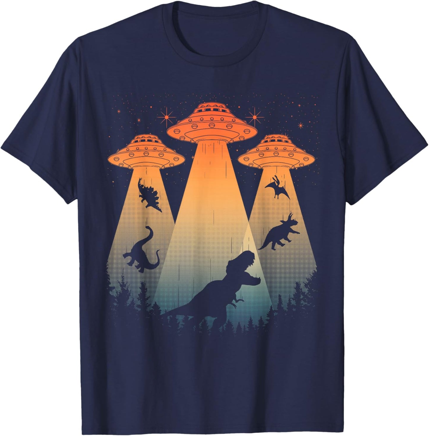 Cool Dinosaur Art Women UFO Alien Abduction Dinosaur T-Shirt - T-Shirt | Navy