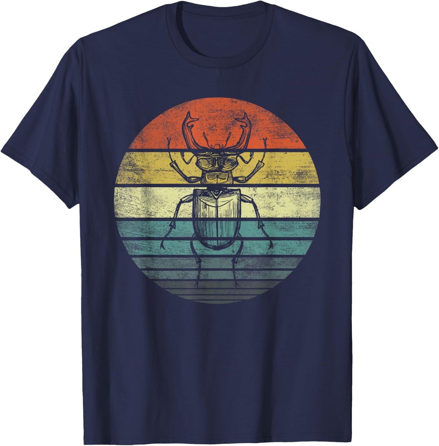 Bug Lover Entomologist Gifts Retro Sunset Insects Entomology T-Shirt - T-Shirt | Navy