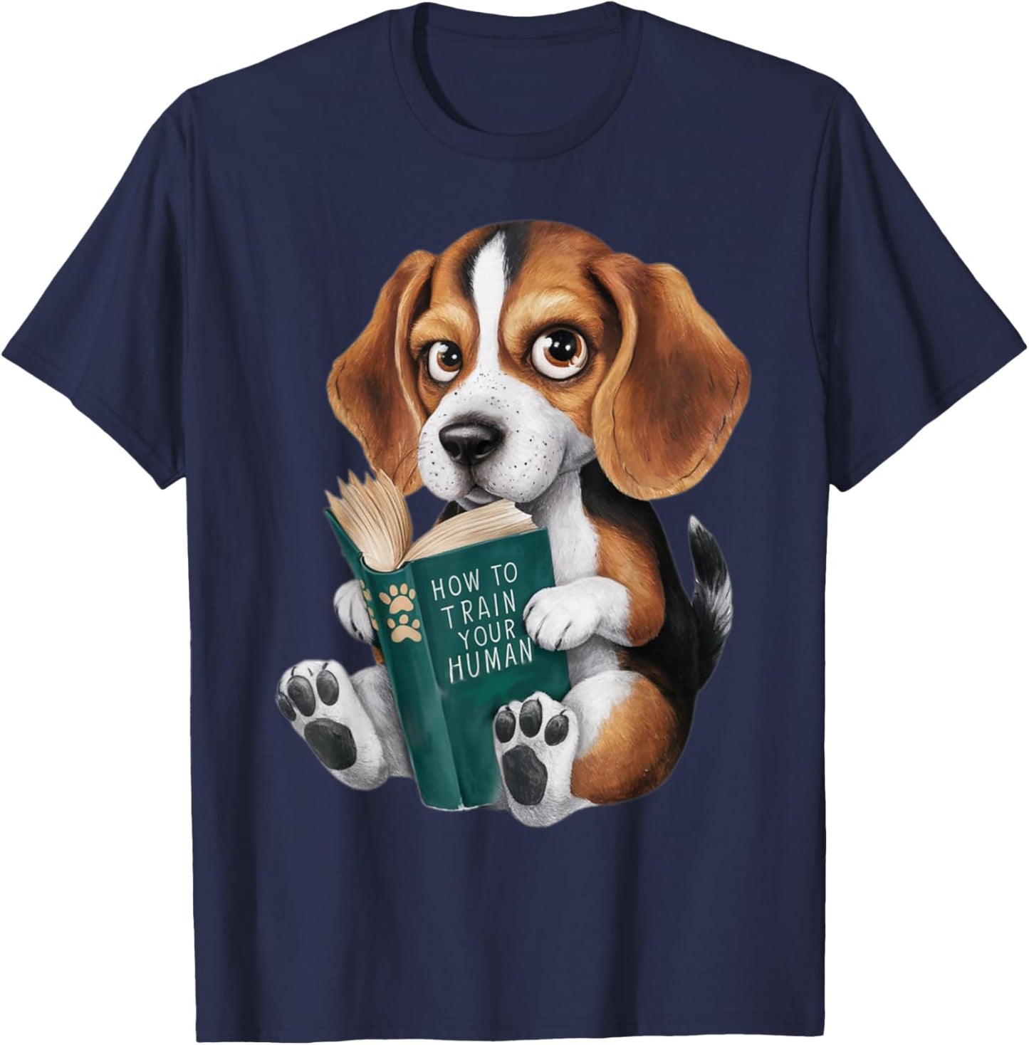Beagle Dog, puppie, how to train your human, funny T-Shirt - T-Shirt | Navy