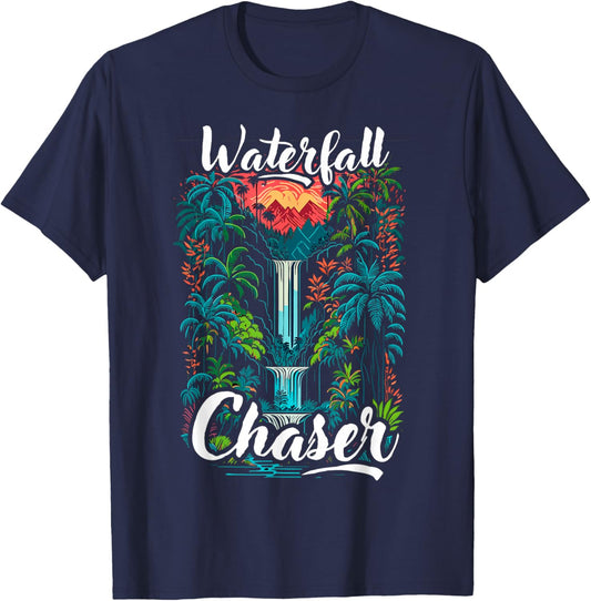 Waterfall chaser, funny, nature, traveling and outdoors T-Shirt - T-Shirt | Navy
