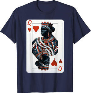 Black Queen of Hearts Card Deck Game Proud Black Woman T-Shirt - T-Shirt | Navy