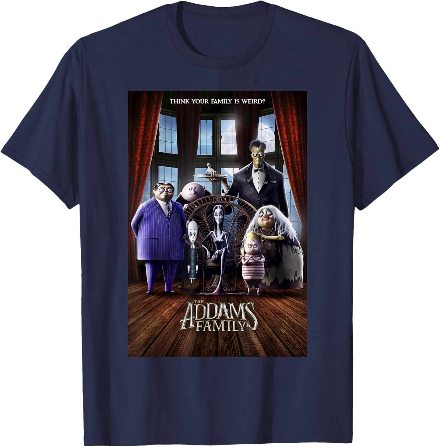 Addams Family Group Shot Portrait Movie Poster T-Shirt - T-Shirt | Navy