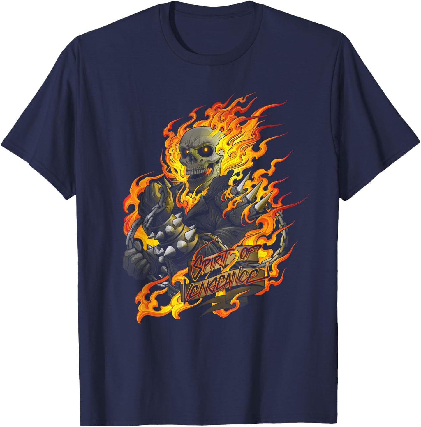 Marvel Ghost Rider Spirit of Vengeance Flaming Skull T-Shirt - T-Shirt | Navy