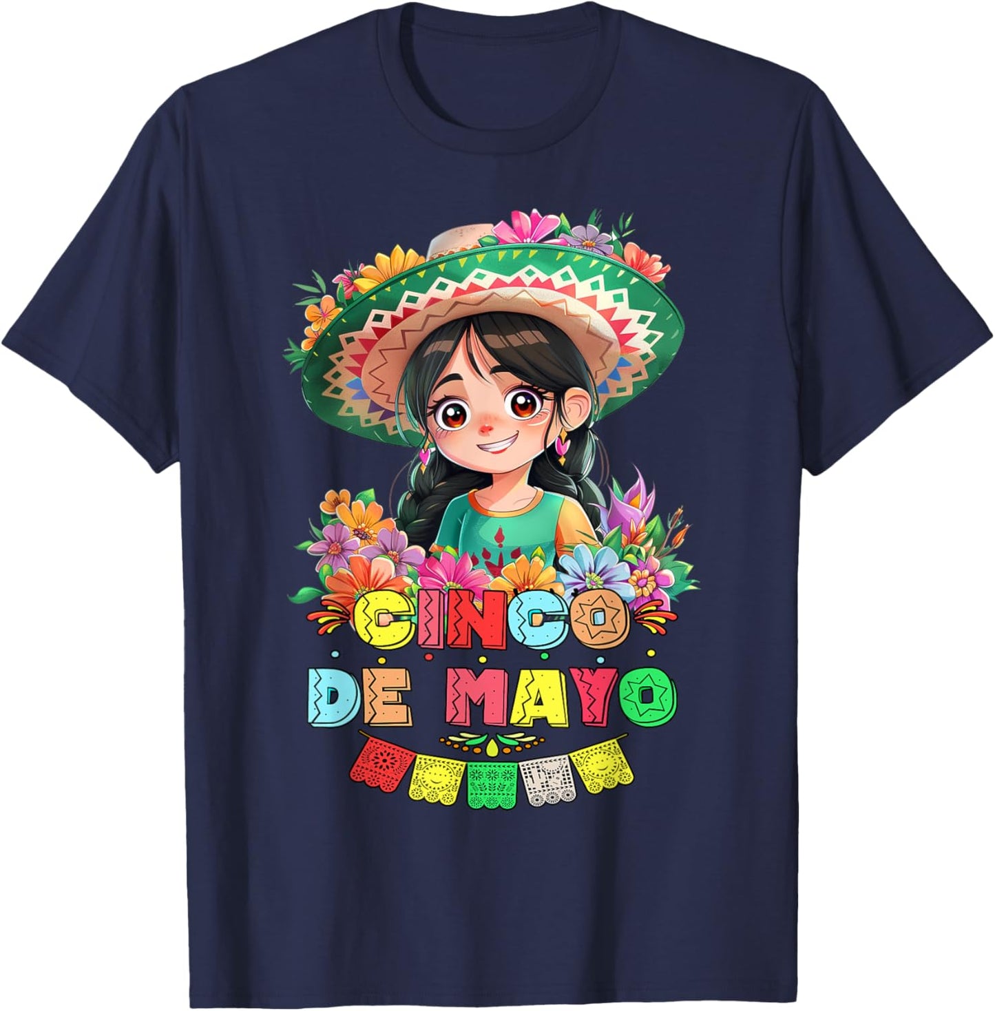 Otaku Girl Cinco De Mayo Mexican Fiesta 5 De Mayo Anime Girl T-Shirt - T-Shirt | Navy