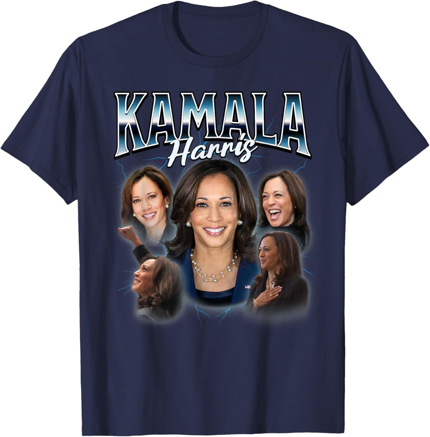 Kamala Harris Bootleg-Style Rap T-Shirt - T-Shirt | Navy