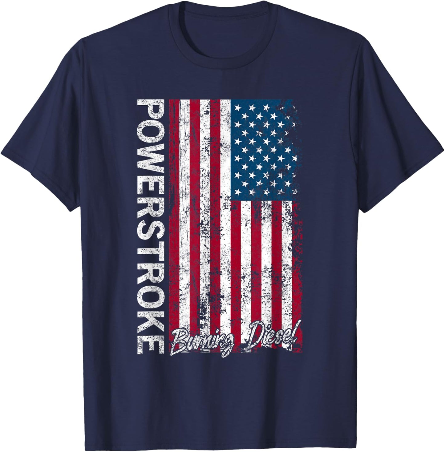 Powerstroke Burning Diesel American Flag T-Shirt - T-Shirt | Navy