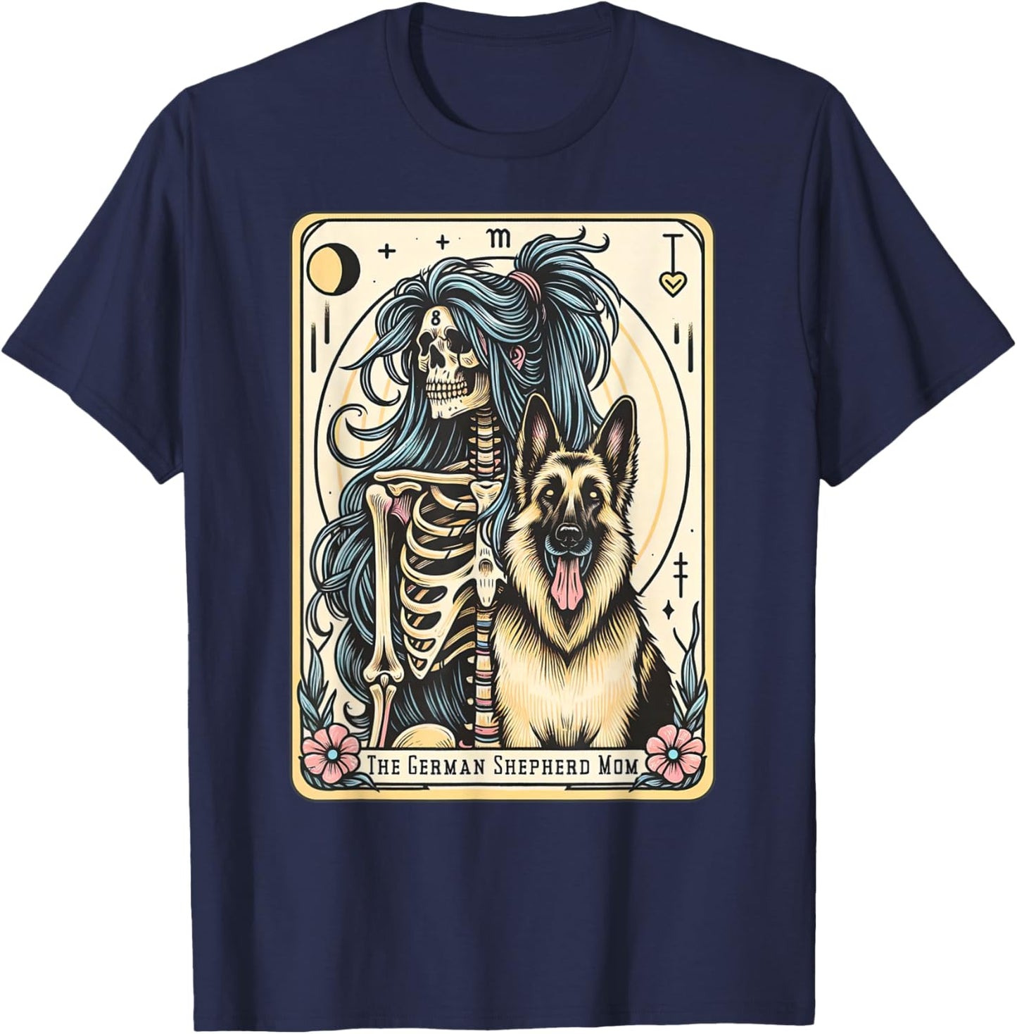 Retro German Shepherd Mom Tarot Card Witchy Vibes Dog Mom T-Shirt - T-Shirt | Navy