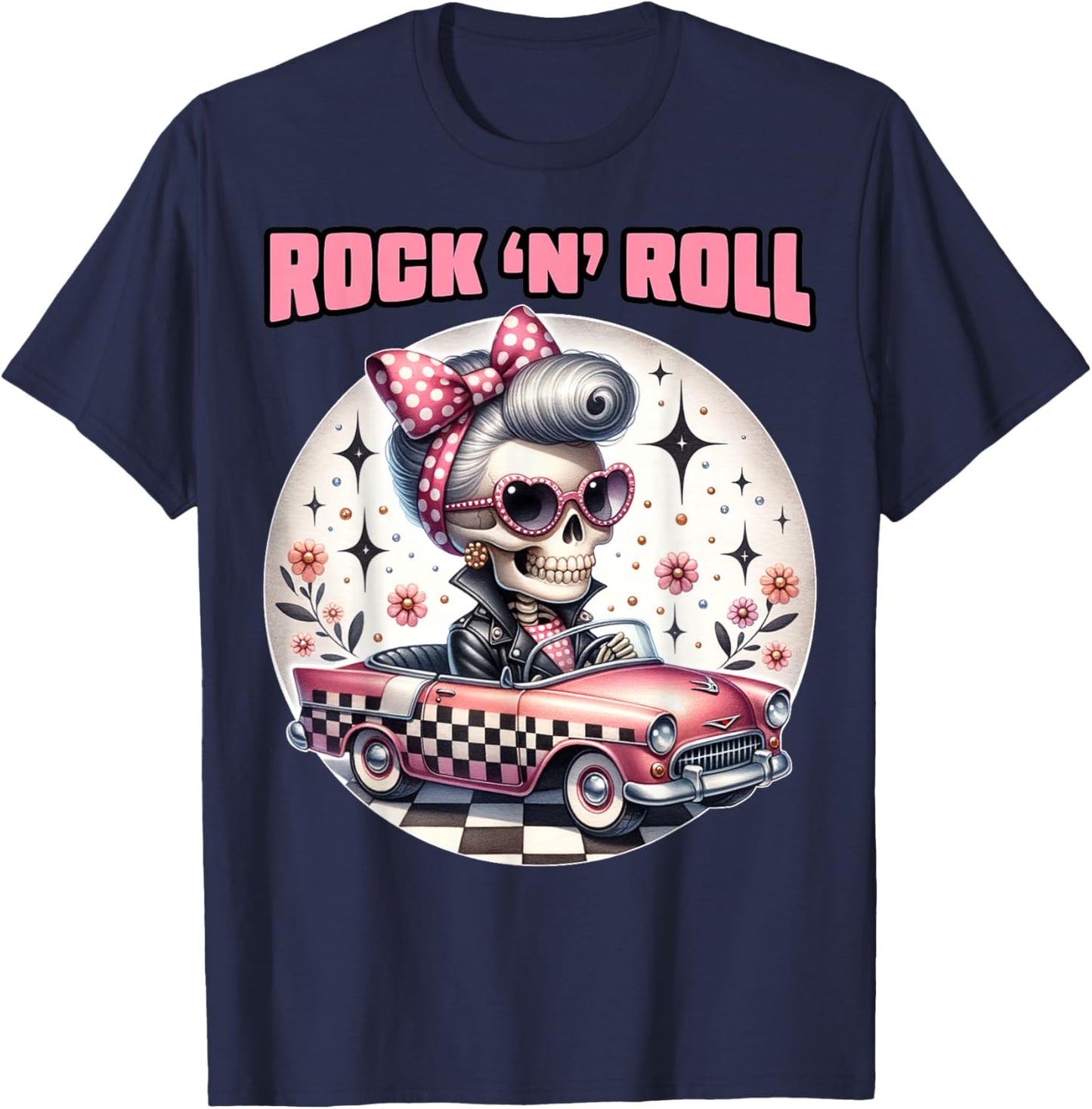 Rock N Roll 50s Sock Hop Dance Doo Wop Rockabilly 1950s Art T-Shirt - T-Shirt | Navy