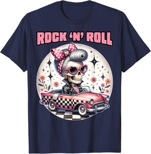 Rock N Roll 50s Sock Hop Dance Doo Wop Rockabilly 1950s Art T-Shirt - T-Shirt | Navy