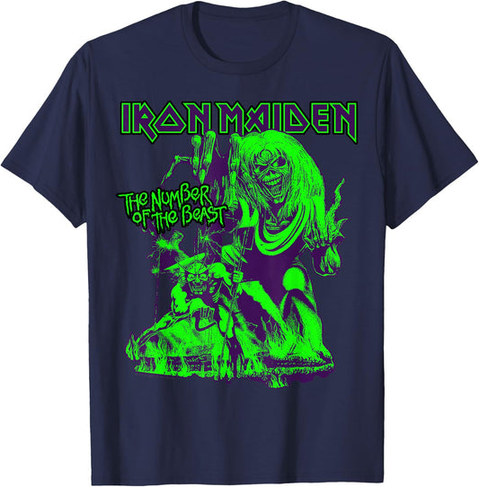 Iron Maiden - Number of the Beast Halloween Green Black T-Shirt - T-Shirt | Navy