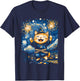 New Year Cat Starry Night Art for Cat Lovers T-Shirt - T-Shirt | Navy