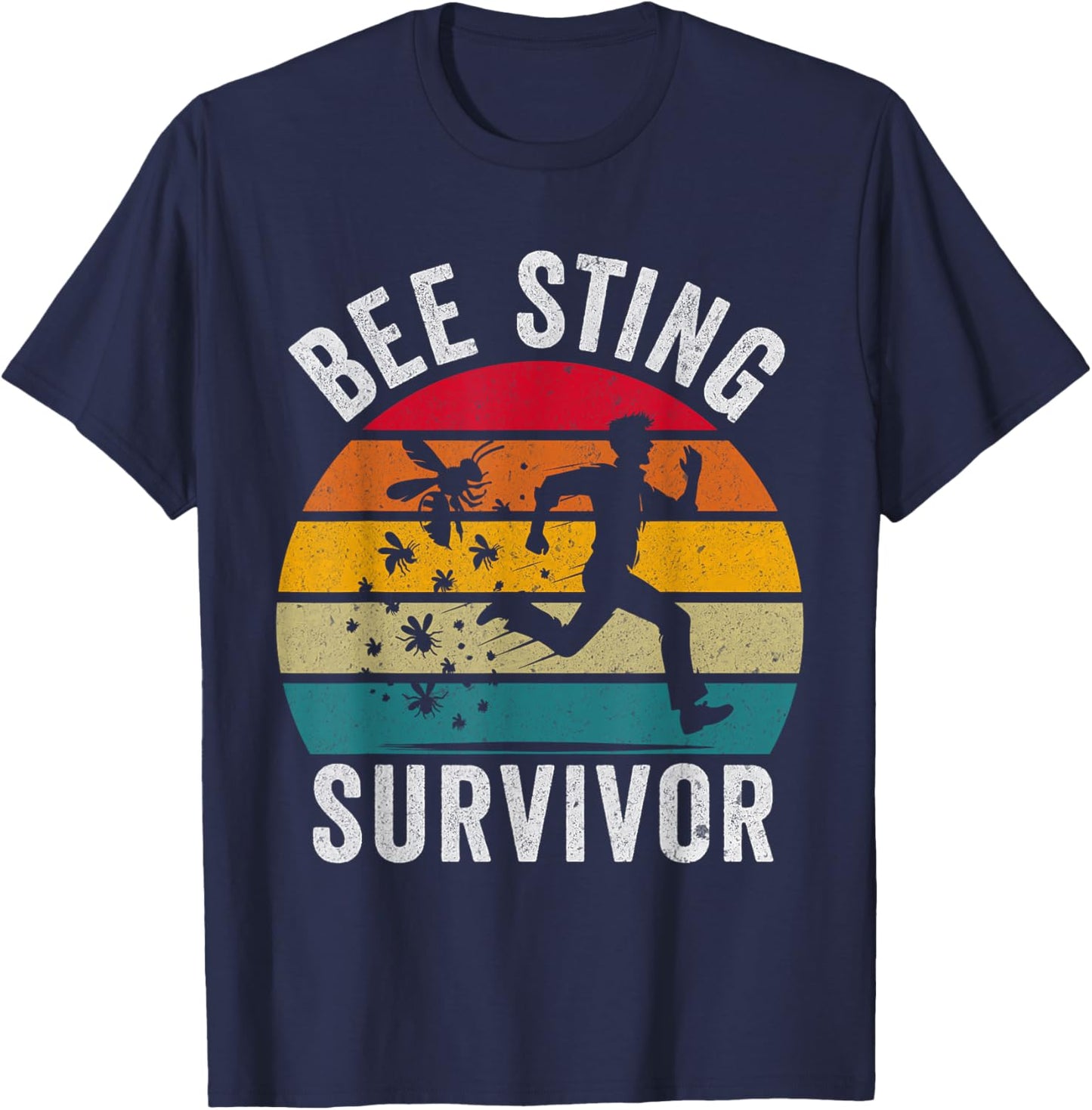 Kids Black Small Retro Bee Keeper T-Shirt - T-Shirt | Navy