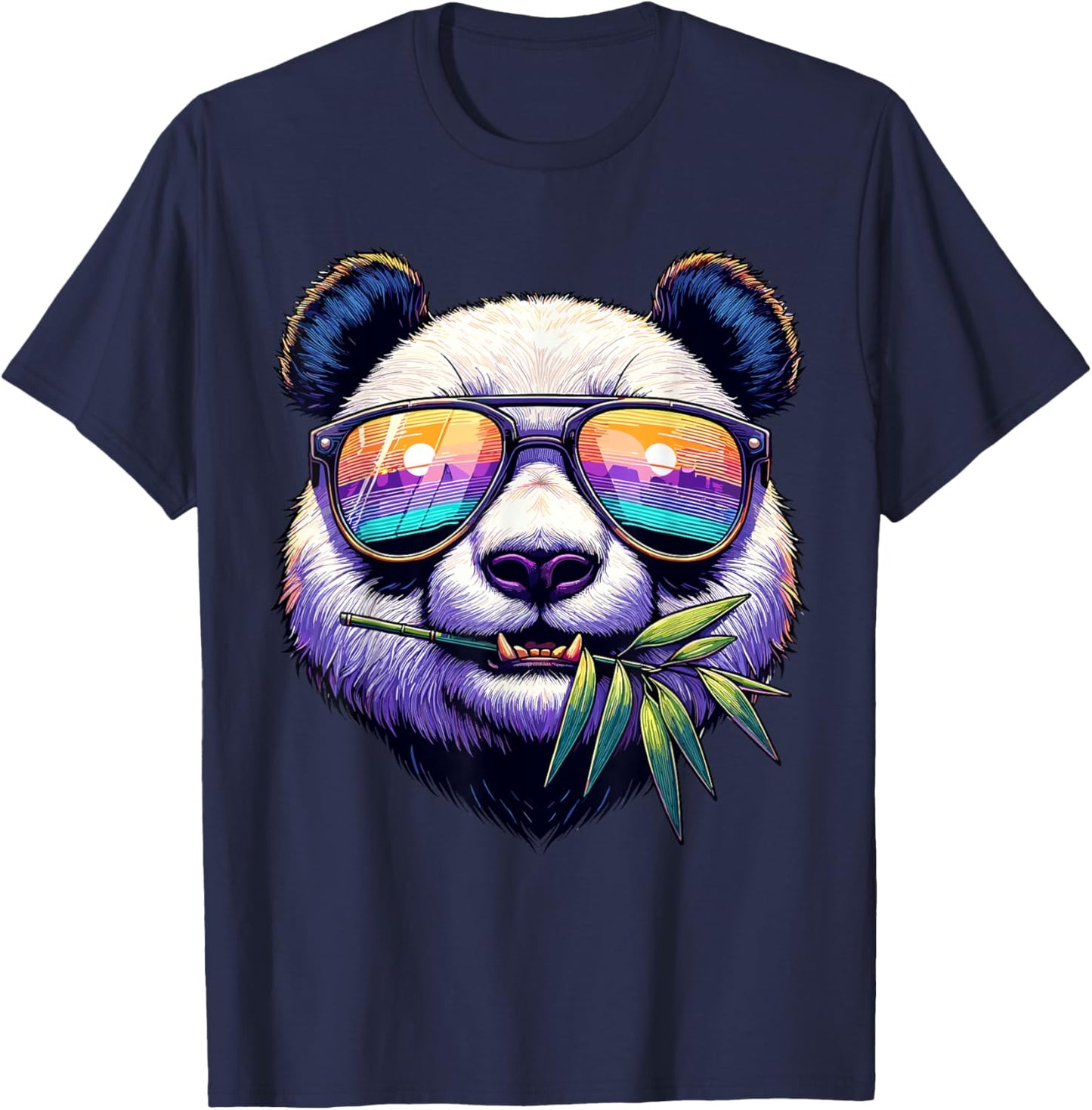 Funny Panda Bear In Sunglasses Panda T-Shirt - T-Shirt | Navy