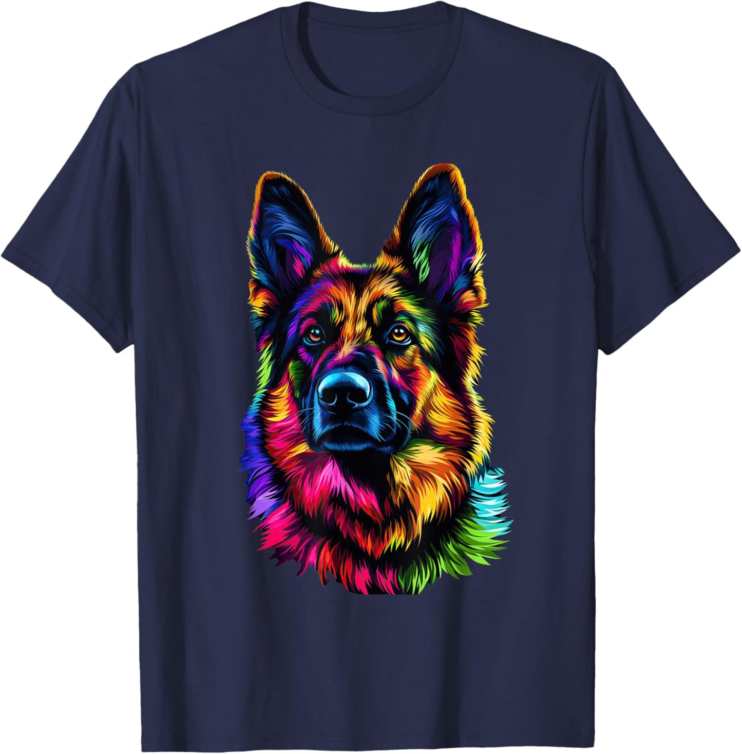 Colorful German Shepherd Pop Art Dog Lovers Gift T-Shirt - T-Shirt | Navy