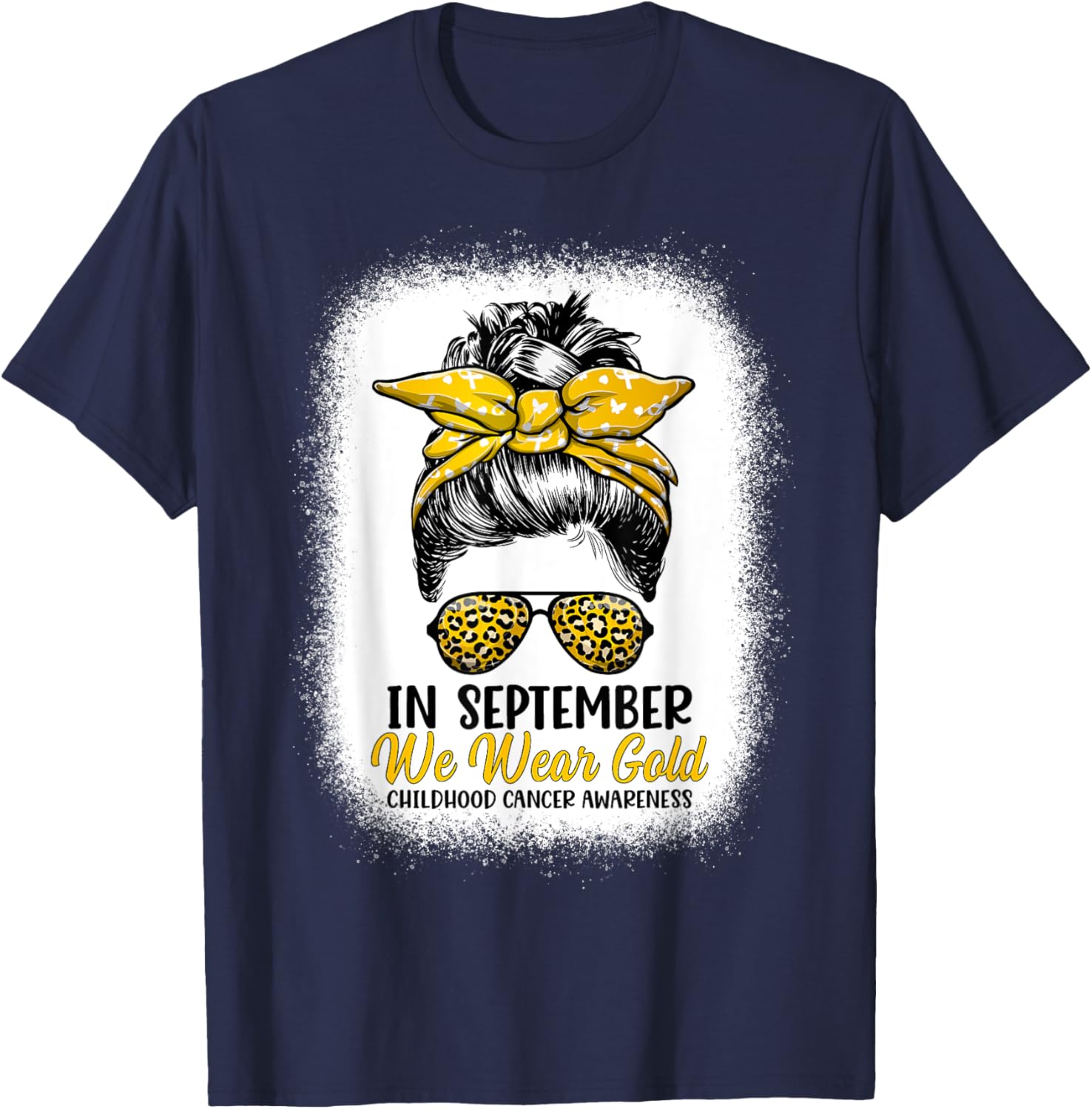In September We Wear Gold - Childhood Cancer Awareness Month T-Shirt - T-Shirt | Navy