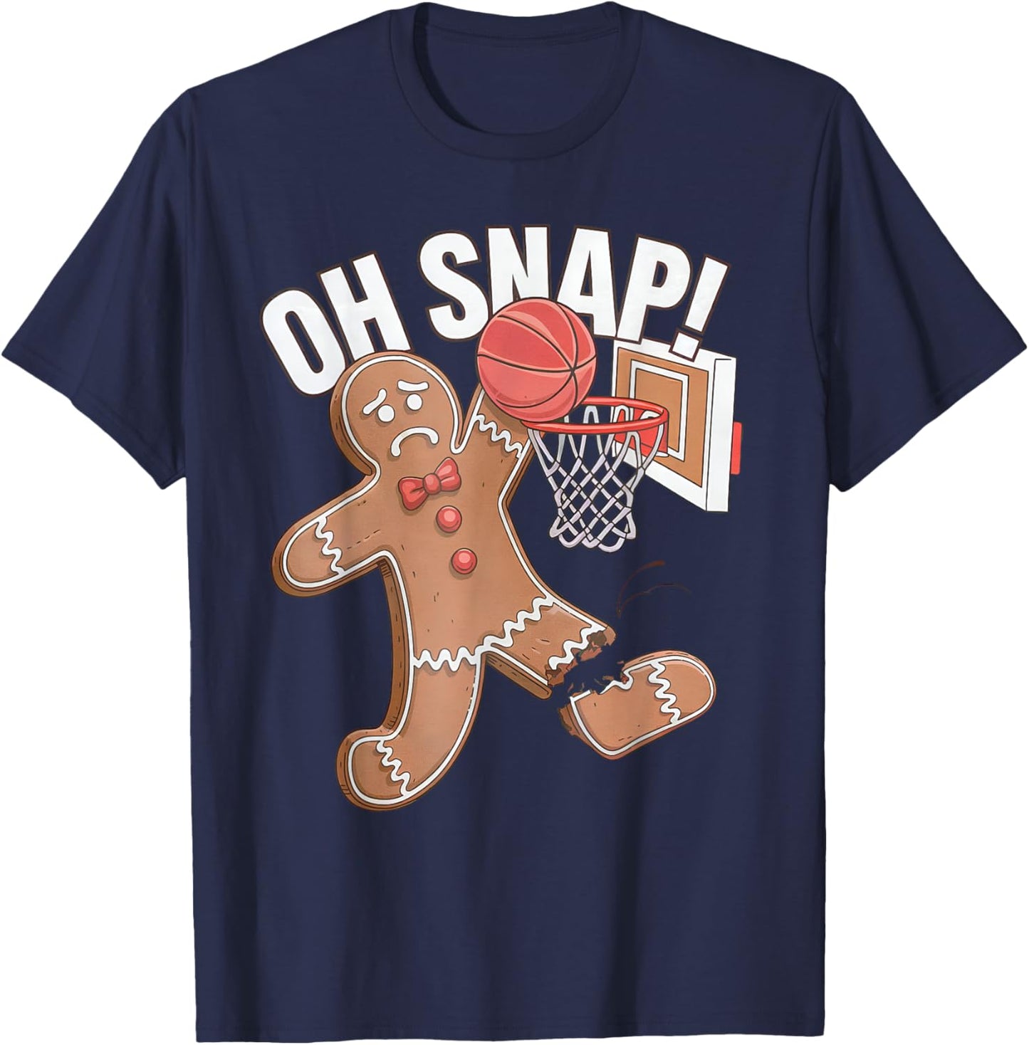 Oh Snap! Gingerbread Man Basketball Xmas Cookie Christmas T-Shirt - T-Shirt | Navy