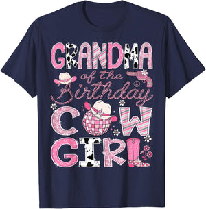 Grandma Of The Birthday CowGirl Pink Rodeo Disco T-Shirt - T-Shirt | Navy