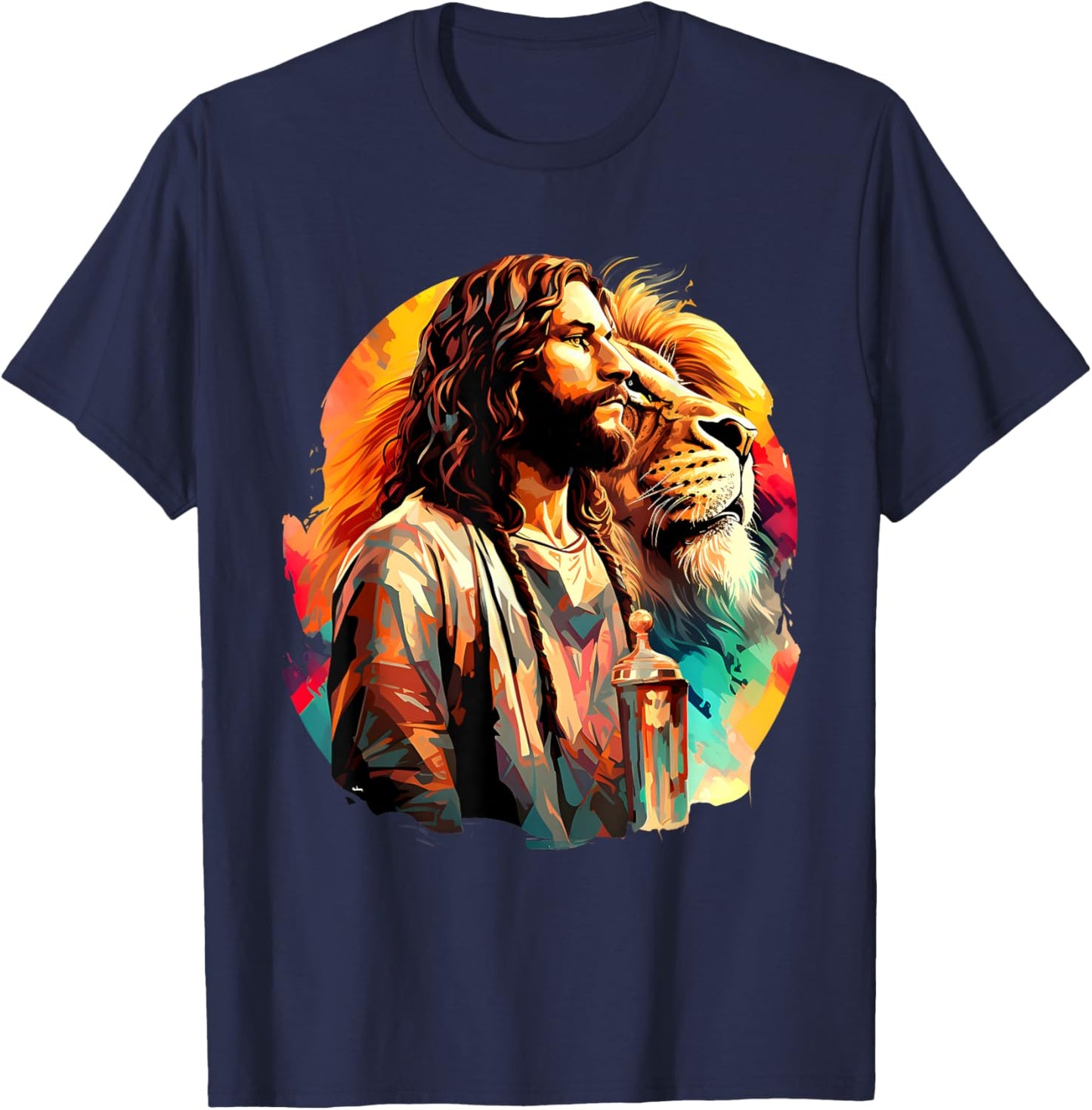 Lion Of Judah Jesus Christian Faith Men Women Gifts T-Shirt - T-Shirt | Navy