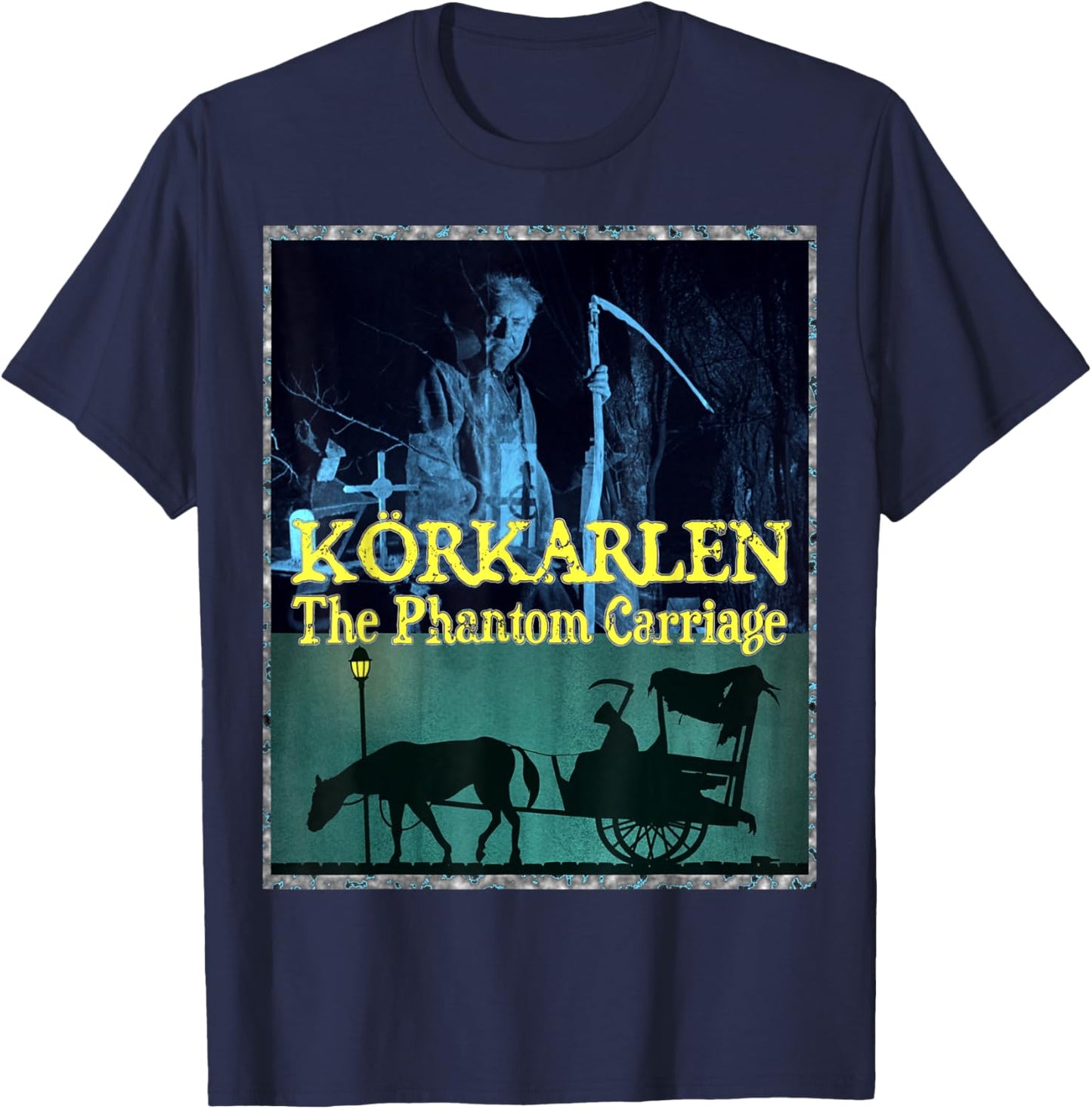 Vintage Classic Horror Körkarlen The Phantom Carriage T-Shirt - T-Shirt | Navy