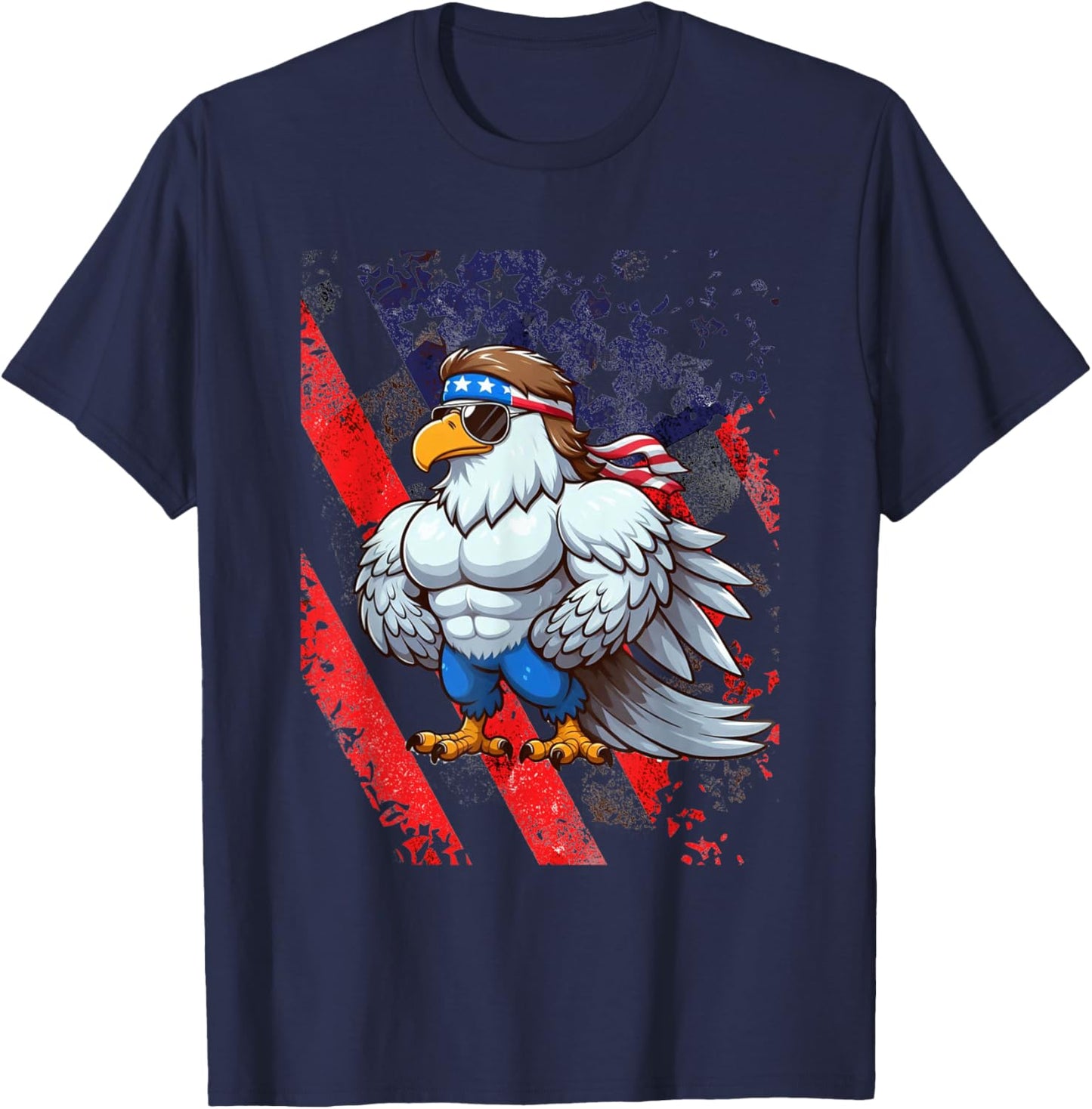 Funny American Mullet Eagle America 4th Of July Merica T-Shirt - T-Shirt | Navy