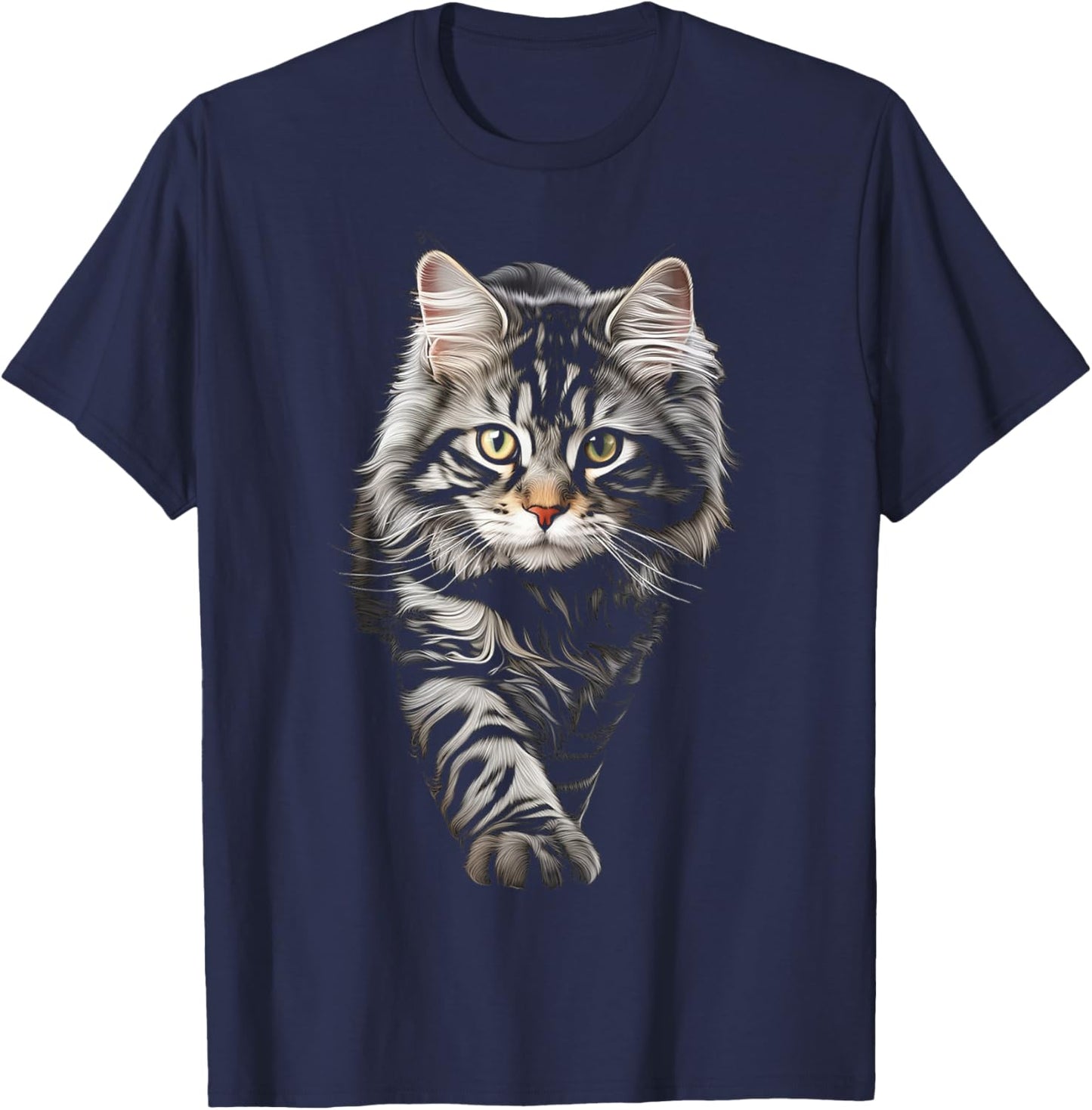 Cat Graphic Pet Illustration Cat Women Kids T-Shirt - T-Shirt | Navy