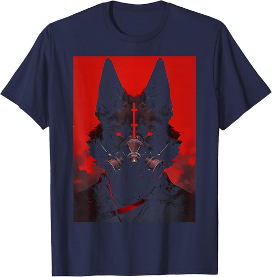 Futuristic Cyberpunk Gothic Wolf | Goth Grunge Punk Occult T-Shirt - T-Shirt | Navy