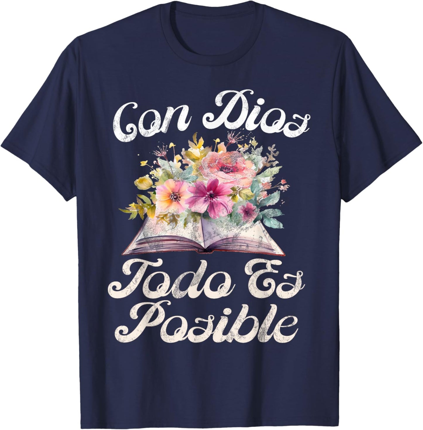 Christian Spanish Español Cristianos Religious Jesus T-Shirt - T-Shirt | Navy