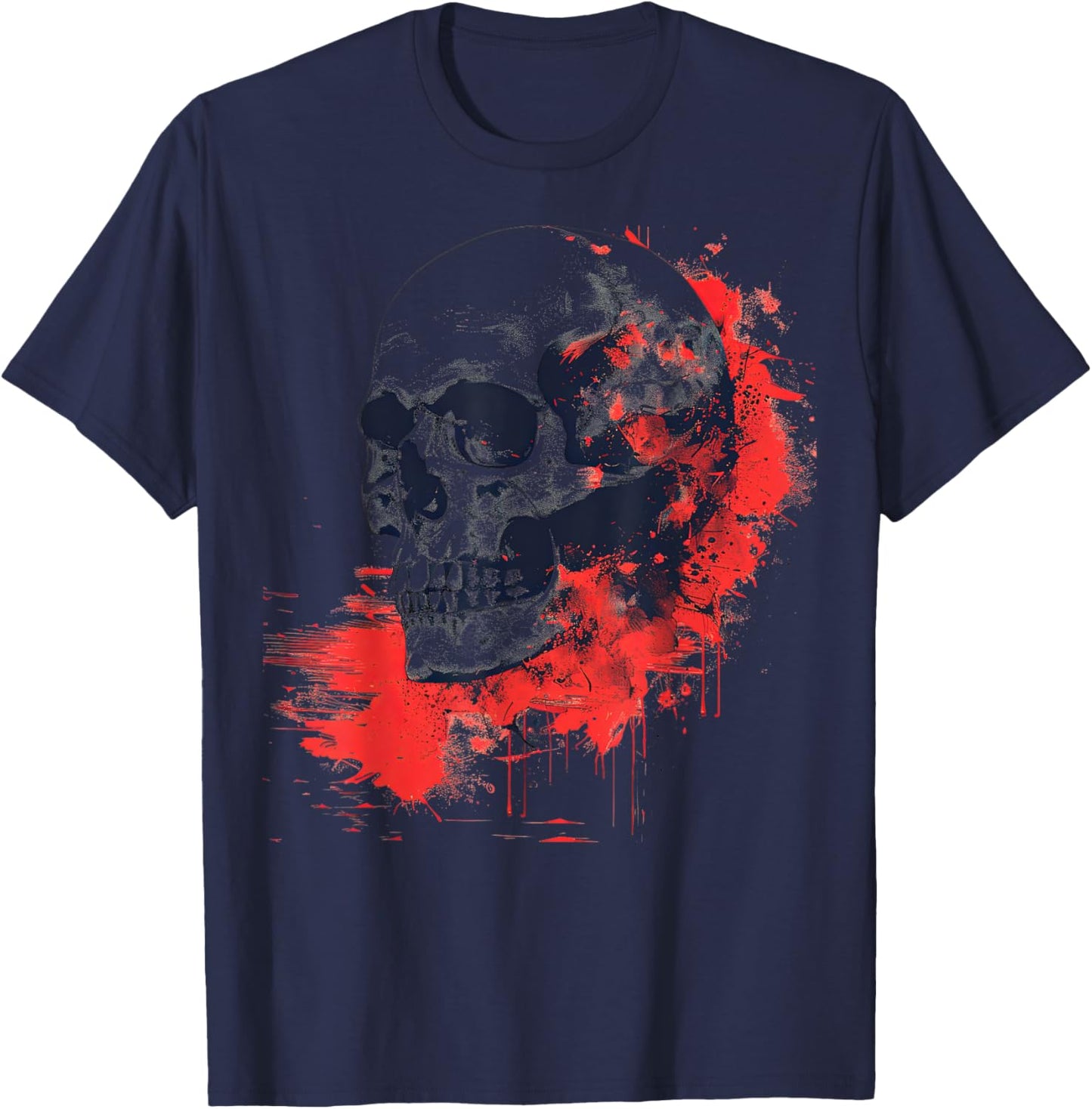 Halloween Maroon and Ebony Splatter T-Shirt - T-Shirt | Navy