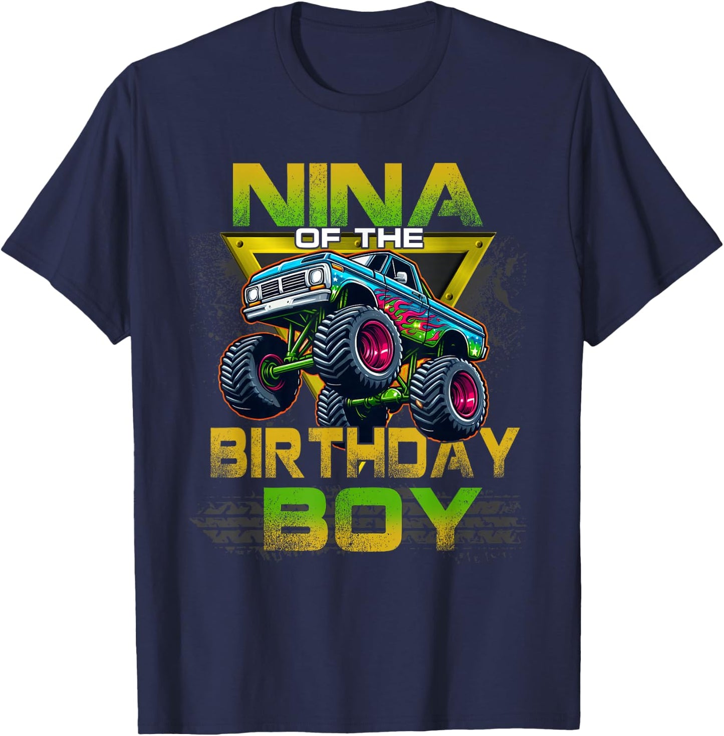 Nina of The Birthday Boy Monster Truck Birthday Family T-Shirt - T-Shirt | Navy
