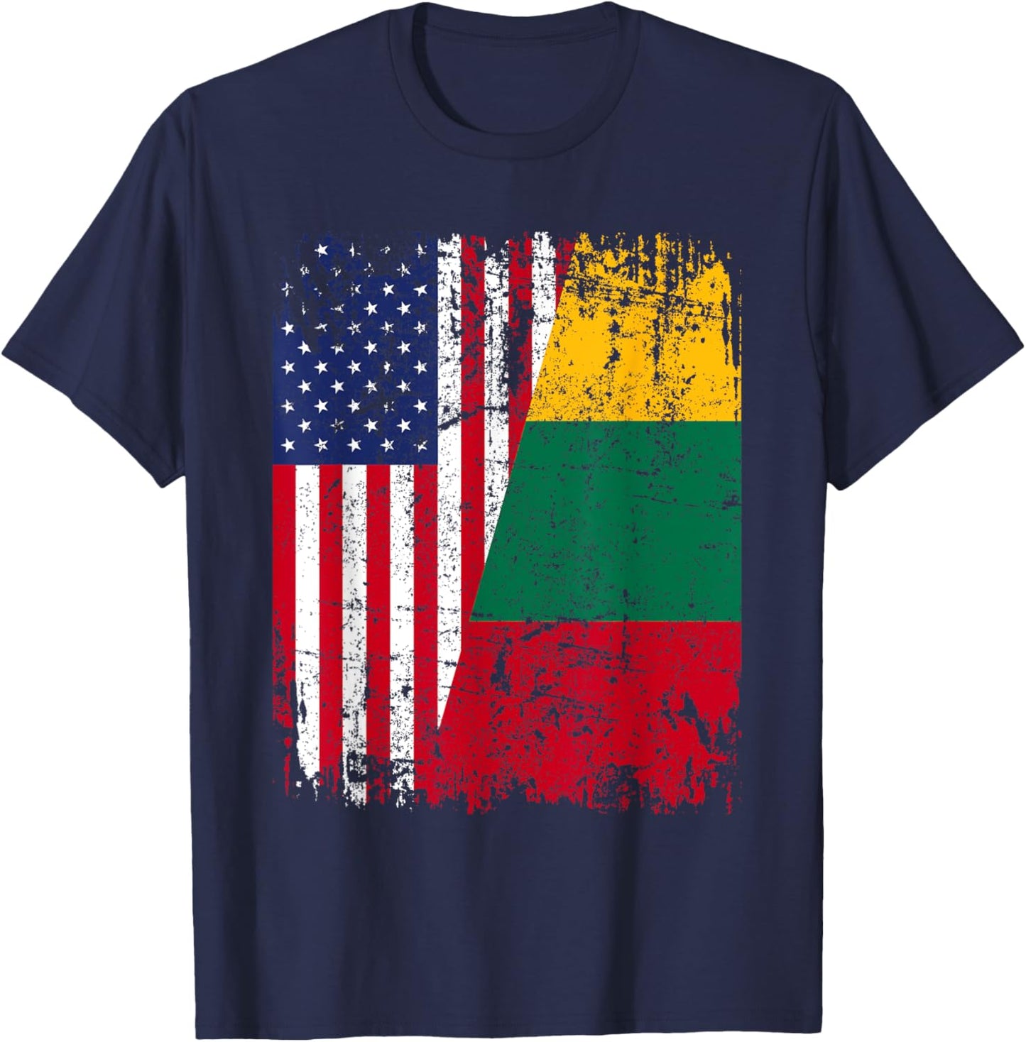LITHUANIAN American Flag | Men Women Kids | LITHUANIA T-Shirt - T-Shirt | Navy