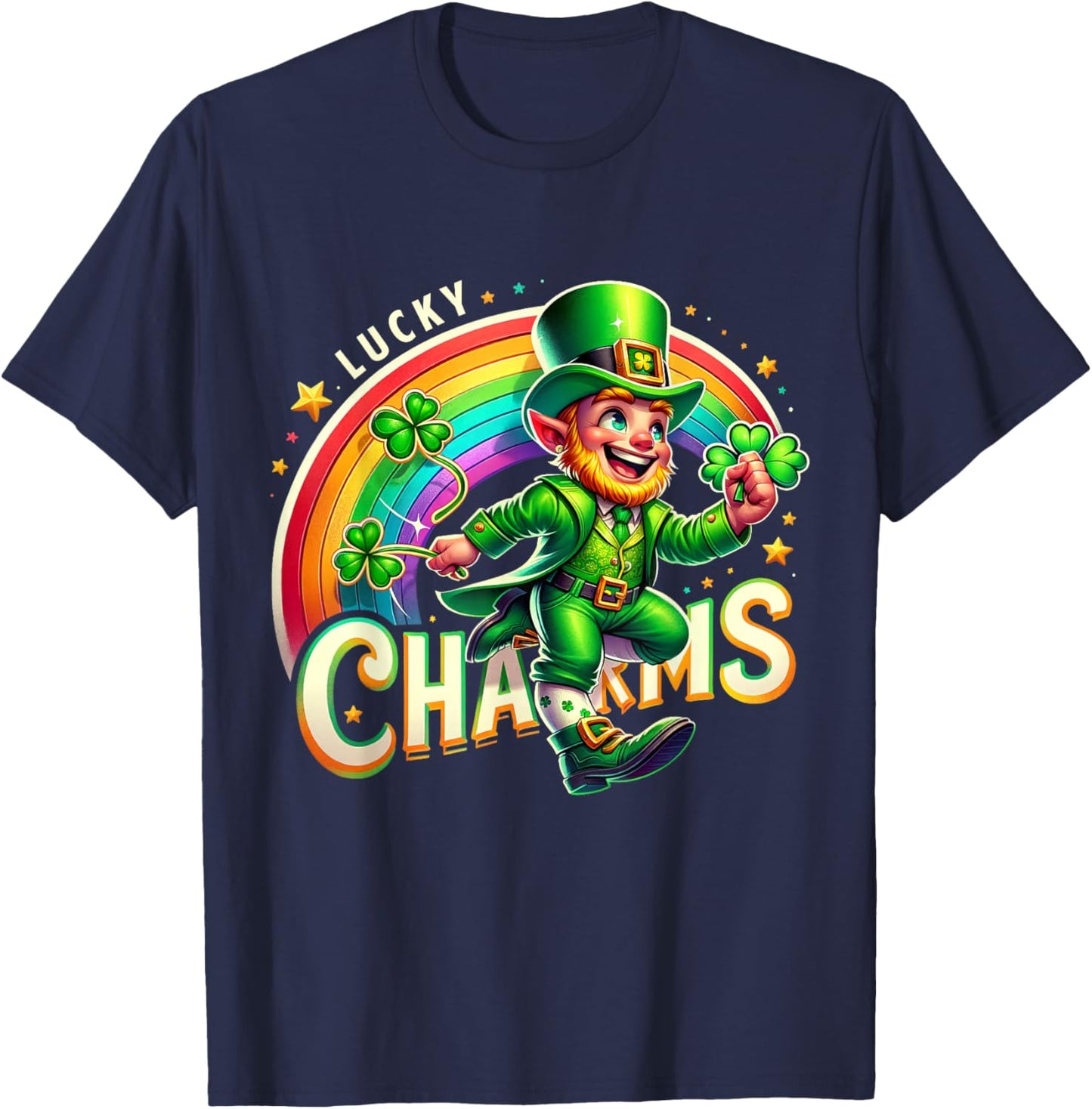 Lucky Charms Leprechaun St Patrick's Day Rainbow Irish Kids T-Shirt - T-Shirt | Navy