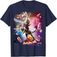 Laser Eyes Space Llama On Sloth Dinosaur - Rainbow T-Shirt - T-Shirt | Navy