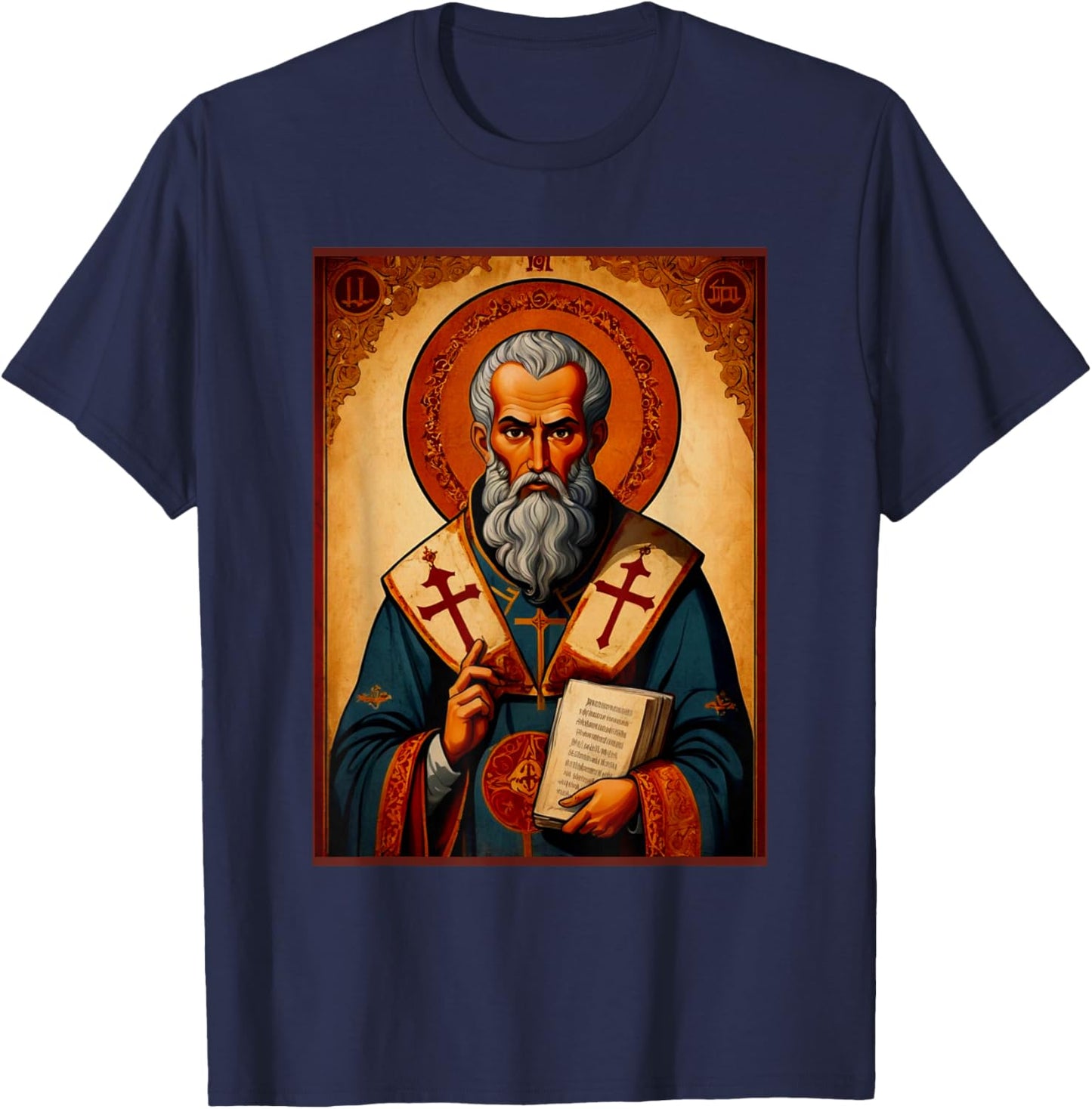 St. Ignatius of Antioch Greek Eastern Orthodox Byzantine Art T-Shirt - T-Shirt | Navy