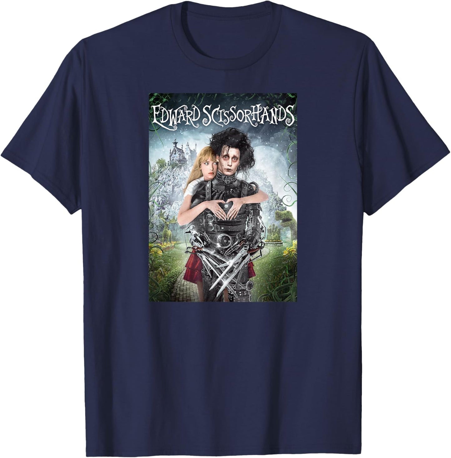 Tim Burton's Edward Scissorhands Edward and Kim Movie Poster T-Shirt - T-Shirt | Navy