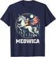 Meowica Cat Riding Unicorn USA Flag 4th Of July Patriotic T-Shirt - T-Shirt | Navy